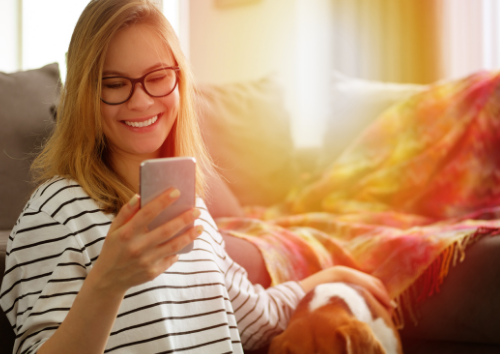 Woman looking at her phone